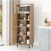Dmora Credenza Zoriel 160x36x45h cm Marrone Rovere 7 Ripiani 2 Ante, Madia 9 Vani