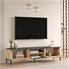 Dmora Mobile Porta TV Lutala 160x35x39h cm Marrone Rovere Un Ripiano 2 Ante, 4 Vani