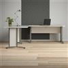 Dmora - Scrivania Cezannine, Scrittoio Multiuso, Tavolo per Ufficio Porta PC, Piano di Lavoro, 230x200 h75 cm, Bianco e Grigio