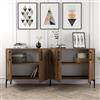 Dmora Credenza Horna 180x35x78h cm Marrone Noce 2 Ripiani 4 Ante, Madia 4 Vani
