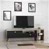 Dmora Mobile Porta TV Kotalo 150x35x47h cm Nero Antracite 2 Ripiani 2 Ante, 5 Vani