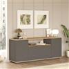 Dmora Credenza Talyon 180x45x75h cm Nero Antracite 3 Ripiani 4 Ante, Madia 6 Vani
