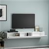 Dmora Mobile Porta TV Lamena 180x31x26h cm Bianco 3 Ante 3 Vani, Apertura a Ribalta