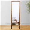 Dmora Specchio Nelili 45x145h cm Marrone Noce Forma Rettangolare Tipologia a Terra, Colore Struttura Trasparente