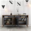 Dmora Credenza Inquill 160x35x78h cm Nero Marmo 2 Ripiani 4 Ante, Madia 6 Vani