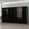 Dmora Guardaroba Grande Vortexan 315x210h cm Nero Antracite Appendiabiti 14 Ripiani, Armadio Camera da Letto 7 Ante
