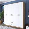 Dmora Guardaroba Grande Spectr 210x210h cm Bianco 5 Ripiani 2 Cassetti, Armadio Camera da Letto Appendiabiti