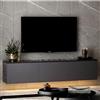 Dmora Mobile Porta TV Koveni 160x32x35h cm Nero Antracite Luci LED Incluse 3 Ante, Apertura a Ribalta