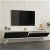 Dmora Mobile Porta TV Latiro 160x25x35h cm Nero Antracite 2 Ante Apertura a Ribalta, 2 Vani