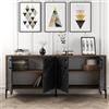 Dmora Credenza Horna 180x35x78h cm Nero Marmo 2 Ripiani 4 Ante, Madia 4 Vani