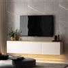 Dmora Mobile Porta TV Koveni 160x32x35h cm Bianco 3 Ante Luci LED Incluse, 3 Vani