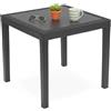 Dmora Tavolo da Esterno Calcata 78x78x73h cm Nero Antracite 4 Posti Lunghezza Massima 78 cm, Finitura Effetto Rattan Made in Italy