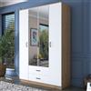 Dmora Guardaroba Grande Styxon 210x210h cm Bianco 2 Cassetti 11 Ripiani, Armadio Camera da Letto Appendiabiti