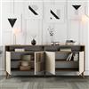 Dmora Credenza Itondar 180x35x78h cm Beige Marmo 2 Ripiani 4 Ante, Madia 6 Vani