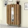 Dmora - Credenza Betria, Buffet da soggiorno, Madia da salotto, Dispensa da cucina, 93x32h144 cm, Noce e Bianco