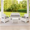 Dmora Set Salotto da Esterno Episcopia Bianco 4 Posti Un Tavolino, Salottino Outdoor Cuscini Inclusi Made in Italy