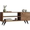 Dmora Mobile Porta TV Lumoli 120x29x50h cm Marrone Rovere Un Ripiano Un'anta, 3 Vani