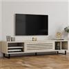 Dmora Mobile Porta TV Lulola 160x40x35h cm Beige Marmo Un Ripiano Un'anta, 5 Vani