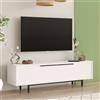 Dmora Mobile Porta TV Lutano 160x36x45h cm Bianco 2 Ante 2 Vani, Apertura a Ribalta