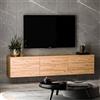 Dmora Mobile Porta TV Lalano 160x32x35h cm Marrone Rovere 3 Vani 3 Ante, Apertura a Ribalta