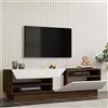 Dmora Mobile Porta TV Luleni 160x40x45h cm Bianco 2 Ripiani 5 Vani, 2 Ante