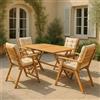 Dmora Set Salotto da Esterno Astraforma Marrone 4 Posti Un Tavolino, Salottino Outdoor Tavolo Tavolo Pieghevole