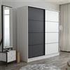 Dmora Guardaroba 2 Ante Orionyx 180x210h cm Bianco 5 Ripiani Appendiabiti, Armadio Camera da Letto Apertura Scorrevole