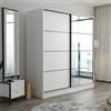 Dmora Guardaroba 2 Ante Astryx 180x210h cm Bianco 5 Ripiani Appendiabiti, Armadio Camera da Letto 2 Ante