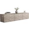 Dmora Mobile Porta TV Lameri 160x32x35h cm Beige Marmo 3 Vani 3 Ante, Apertura a Ribalta