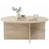 Dmora Tavolino da Salotto Morlak 90x90x40h cm Bianco Marmo Forma Rotondo Materiale Piano in Legno Nobilitato, Colore Ripiano Bianco