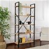 Dmora - Libreria Martone, Scaffale da ufficio, Mobile portalibri, Biblioteca, 90x34 h180 cm, Quercia e Nero