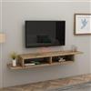 Dmora Mobile Porta TV Laraar 120x30x18h cm Marrone Rovere 2 Vani Peso Supportato 40 kg, Installazione Sospeso