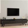 Dmora Mobile Porta TV Lumoro 160x25x40h cm Nero Antracite 2 Vani 2 Ante, Apertura a Ribalta
