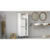 Dmora Mobile Colonna Mimas 160x36x45h cm Bianco 4 Ripiani 2 Ante, 7 Vani