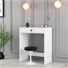 Dmora Toeletta Ralaon 70x85x40h cm Bianco Specchio Incluso un Cassetto, Mobile da Trucco Colore Struttura Nero