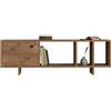 Dmora Mobile Porta TV Lumeno 140x29x45h cm Marrone Rovere 4 Vani Un'anta, Apertura Battente