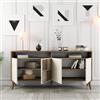 Dmora Credenza Inquill 160x35x78h cm Bianco Crema 2 Ripiani 4 Ante, Madia 6 Vani