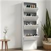 Dmora Scarpiera Isidro, Mobile portascarpe, Armadio da Ingresso Multiuso, Mobiletto per Calzature, 50x15h172 cm, Bianco, 5 Scomparti