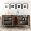 Dmora Credenza Hunahpu 180x35x78h cm Marrone Noce 2 Ripiani Apertura Battente, Madia 4 Ante