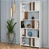 Dmora Libreria Nucleus 90x20x180h cm Bianco 4 Ripiani Installazione Libera, Biblioteca Sfumatura Colore Struttura Noce