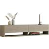 Dmora Mobile Porta TV Lanena 141x30x31h cm Beige Marmo 2 Ripiani 2 Ante, 4 Vani