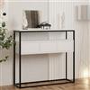 Dmora Consolle Bibha 100x29x90h cm Bianco un Ripiano un Vano, Colore Struttura Nero