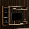 Dmora Parete Attrezzata Luveni Marrone Rovere 8 Ripiani Set Componibile, Mobile Soggiorno 5 Vani