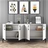 Dmora Credenza Horna 180x35x78h cm Bianco 2 Ripiani 4 Ante, Madia 4 Vani