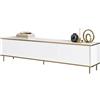 Dmora Mobile Porta TV Laliri 180x35x45h cm Bianco 3 Ante con Finiture Oro, 3 Vani