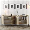 Dmora Credenza Itonda 180x35x78h cm Beige Marmo 2 Ripiani 4 Vani, Madia 4 Ante