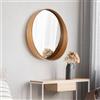 Dmora Specchio Neriri 80x80h cm Marrone Rovere Forma Rotondo Tipologia a Parete, Colore Struttura Trasparente