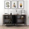 Dmora Credenza Illyrian 160x35x78h cm Nero Marmo 2 Ripiani 4 Ante, Madia 4 Vani