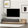 Dmora Mobile Porta TV Lameni 180x37x30h cm Nero Antracite 2 Ante Apertura a Ribalta, 2 Vani