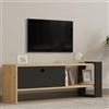 Dmora Mobile Porta TV Lavile 120x25x37h cm Nero Antracite Un'anta Apertura a Ribalta, 2 Vani